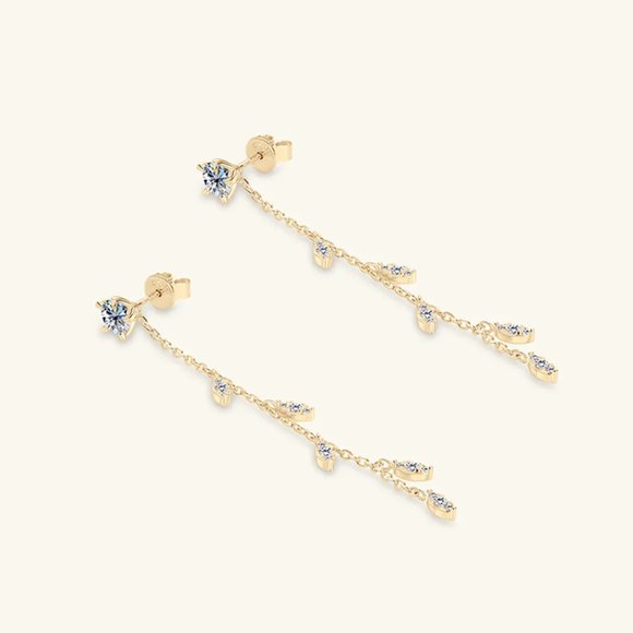 1.38 Carat Moissanite 925 Sterling Silver Leaf Earrings - Picture 4 of 9